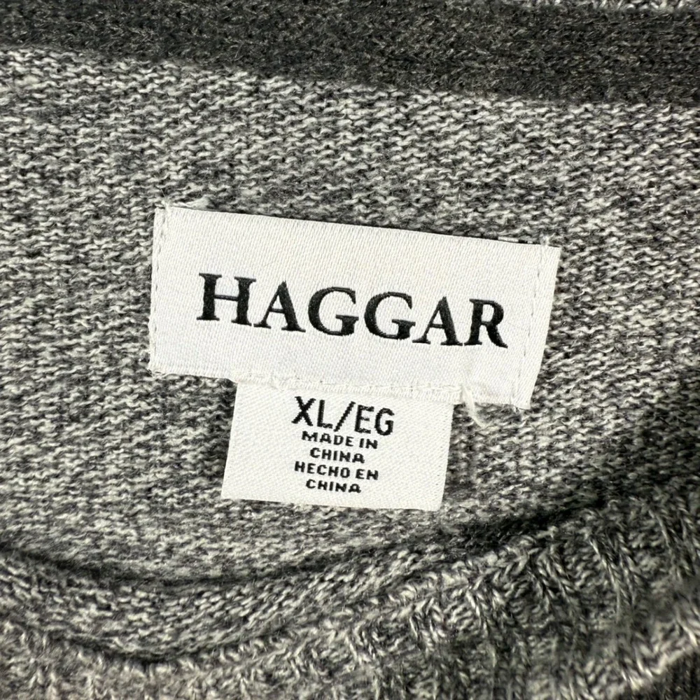 Haggar Mens Sweater Gray Crew Neck Long Sleeve Color Block Acrylic‎ Size XL